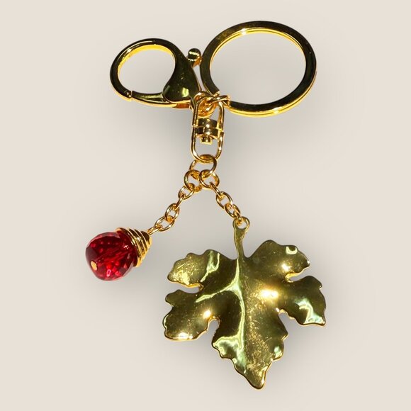 Danbury Mint Davis & Towne Gold-tone Maple Leaf Keychain Keyring Bag Charm Fall - Picture 2 of 2